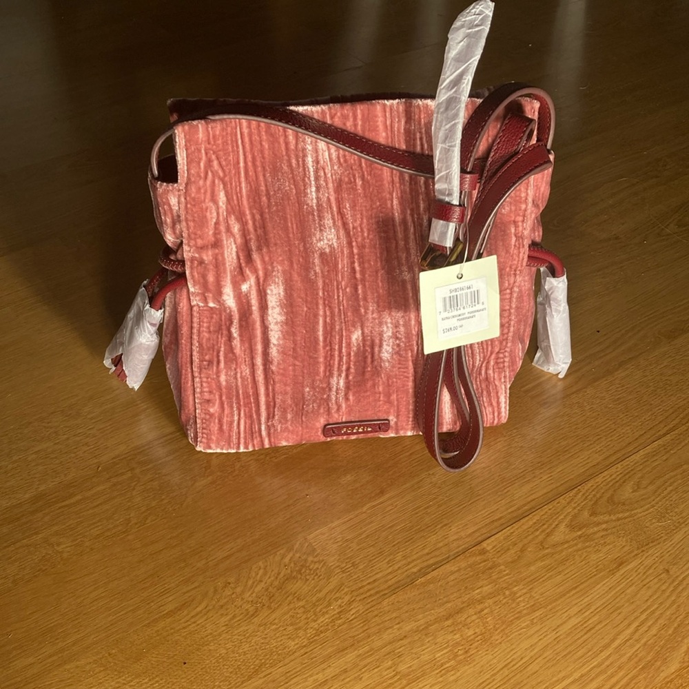 Elegant Dusty Rose Velvet  Fossil Bag
